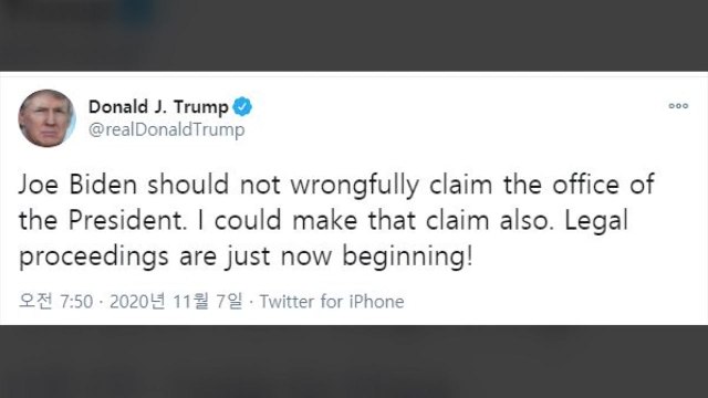 트럼프 바이든, 대통령 당선 선언해선 안 돼...승리 돌아올 것 / YTN