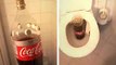 Quand tu mets une bouteille de Coca-Cola + Mentos dans les toilettes