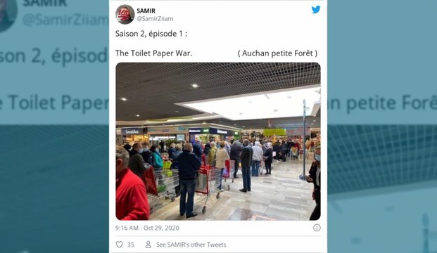 France: énormes files et rayons vidés dans les supermarchés avant le reconfinement