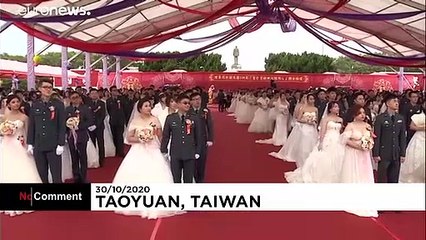 Mass military wedding in Taiwan includes two same-sex couples