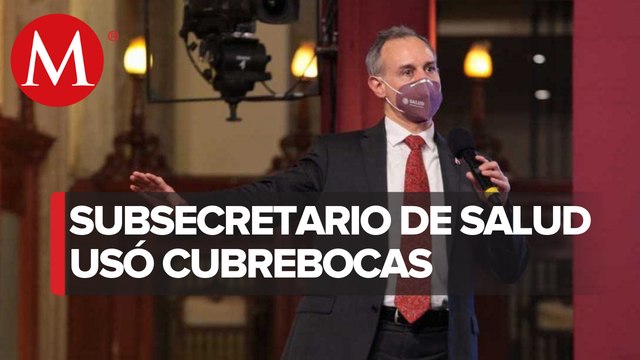 Por primera vez en conferencia mañanera López Gatell portó un cubrebocas