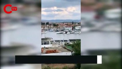 Deprem anında sahildeki yelkenliler böyle hareket etti
