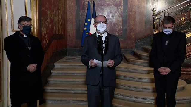 Déclaration du premier ministre Jean Castex avec le président de la Conférence des évêques de France et l'archevêque de Paris