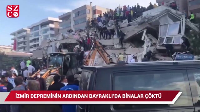 Deprem sonrasında Bayraklı'da binalar yıkıldı