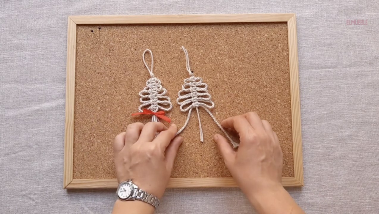 Cómo hacer un arbolito de macramé para Navidad