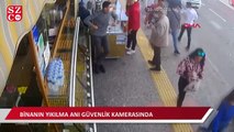 İzmir'de binanın 'yıkılma anı' güvenlik kamerasına yansıdı