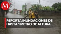 Fuertes lluvias provocan inundaciones en calles de Villahermosa, Tabasco