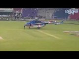 Helicopter being used to Dry the Gaddafi Stadium Lahore - Eliminator 2 Match - PSL 3 @ UrduPoint