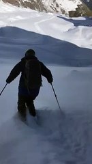 Skier Carves Fresh Powder in Beautiful Switzerland