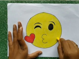 How to draw kiss emoji.