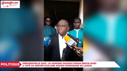Présidentielle 2020 : Le candidat Kouadio Konan Bertin (KKB) a voté au Groupe Scolaire Ancien dispensaire de Lakota