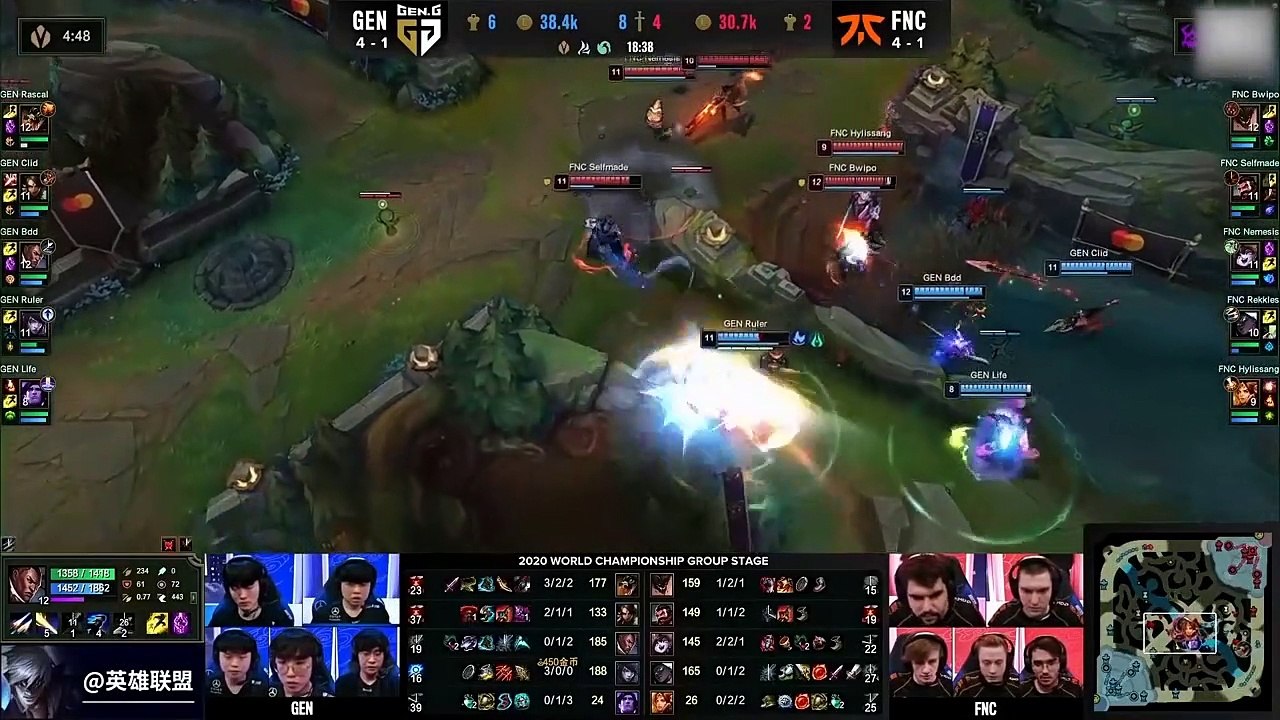 万博电竞区GEN小组赛对战FNC