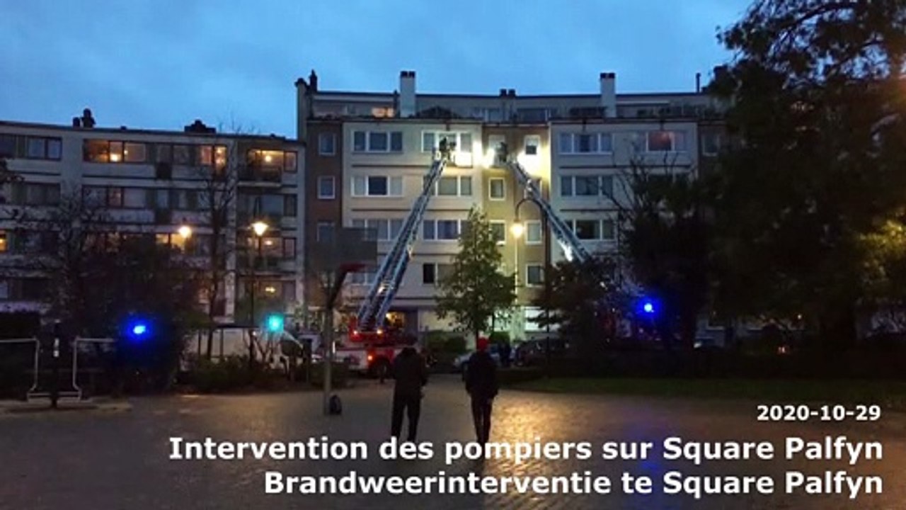 Intervention des pompiers sur Square Palfyn à Bruxelles - Brandweerinterventie te Square Palfyn in Brussel - 2020-10-29