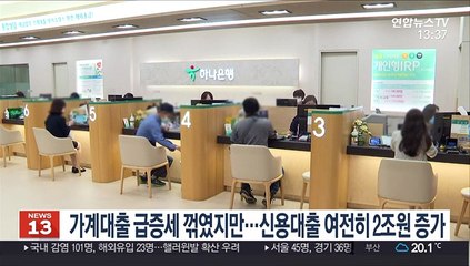 가계대출 급증세 꺾였지만…신용대출 여전히 2조원 증가
