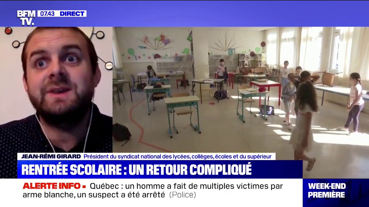 Protocole sanitaire à l'école: le président d'un syndicat enseignant pointe "un risque que ça parte en vrille dans certains établissements"