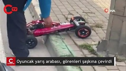 Oyuncak yarış arabasıyla trafiği birbirine kattı!