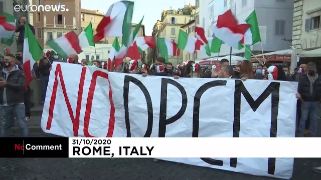 Protests continue in Rome over coronavirus measures