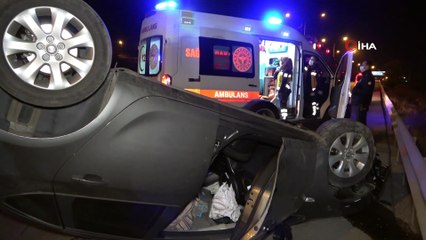 Aydınlatma direğine çarpan otomobil 80 metre sürüklendi