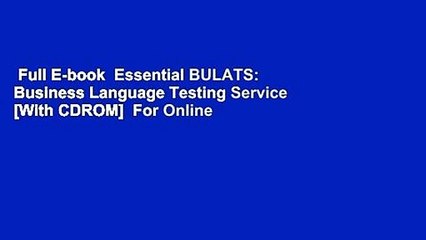 Full E-book  Essential BULATS: Business Language Testing Service [With CDROM]  For Online
