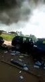 Tous les véhicules en Provenance du nord transportant les résultats du scrutin d'hier et des armes incendiés au corridor de MOROFÉ par les manifestants.