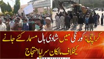 Owners of marriage halls stage protest in Karachi’s Korangi