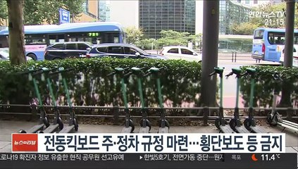 전동킥보드 주·정차 규정 마련…횡단보도 등 금지