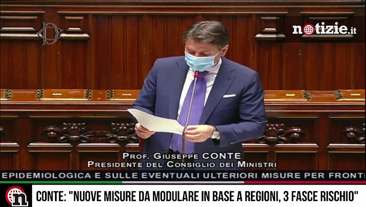 Coronavirus, Conte illustra nuovo dpcm: "3 fasce di rischio in base alle regioni"