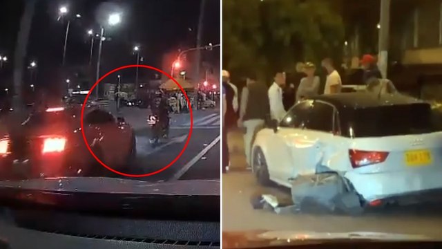 Así fue el momento en que conductor de carro de alta gama atropella un motociclista y luego huye