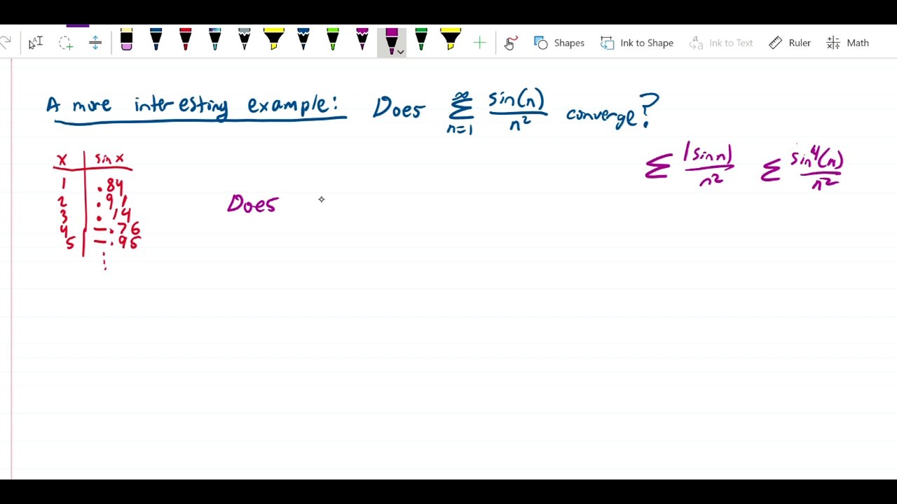 Absolute convergence, ratio and root tests - sin n over n squared