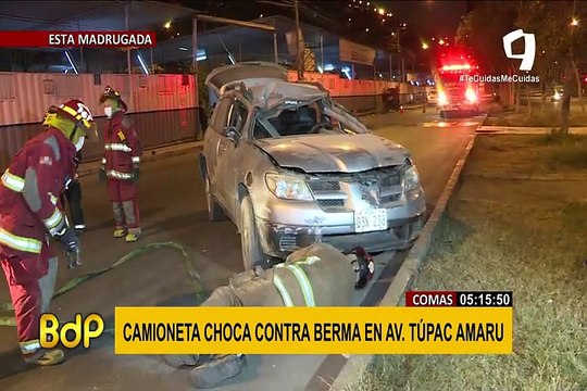 Comas: conductor se da a la fuga tras dar varias vueltas de campana con su camioneta