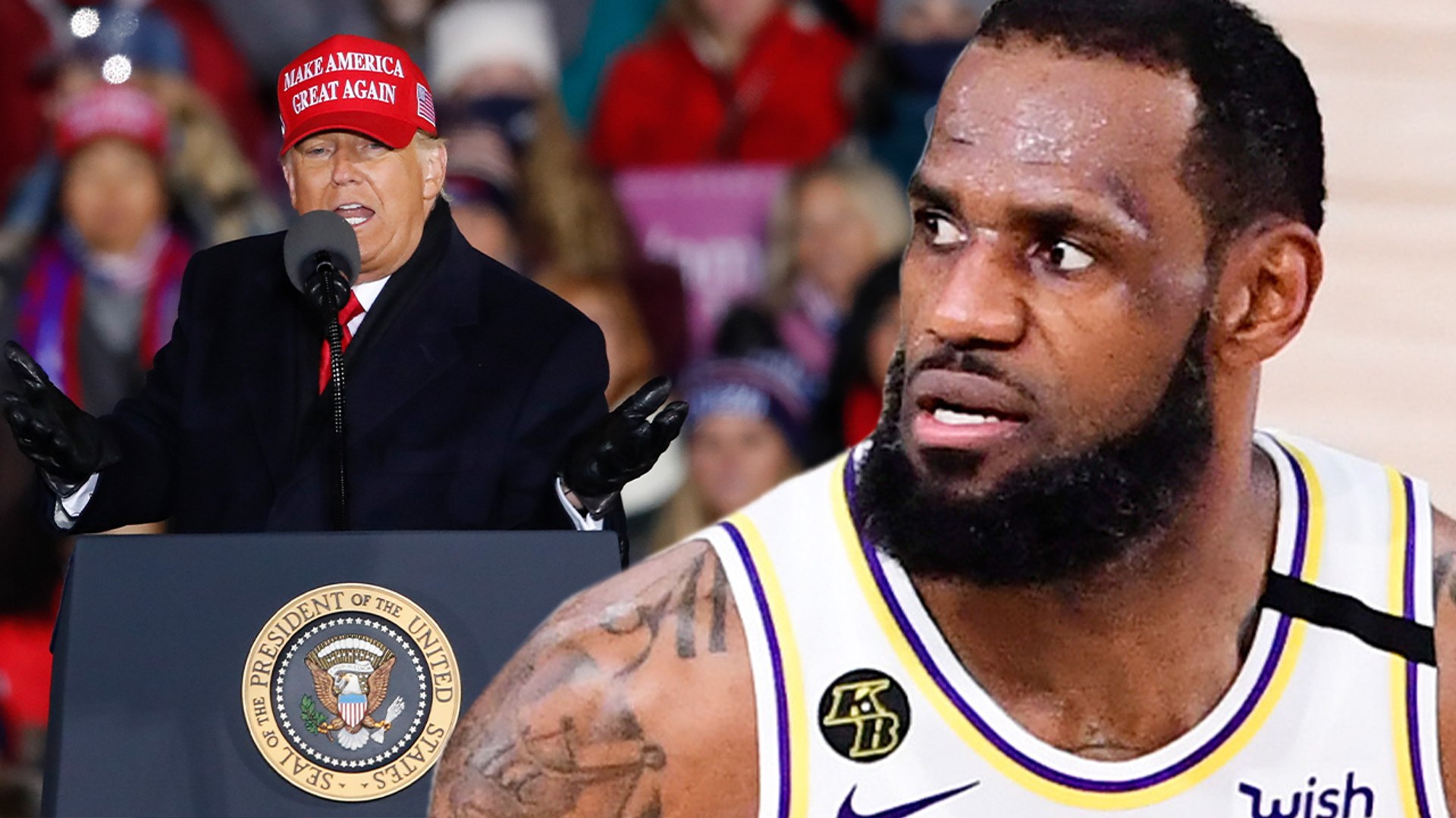 ⁣LeBron James Reacts To Crowd At Trump Rally Chanting