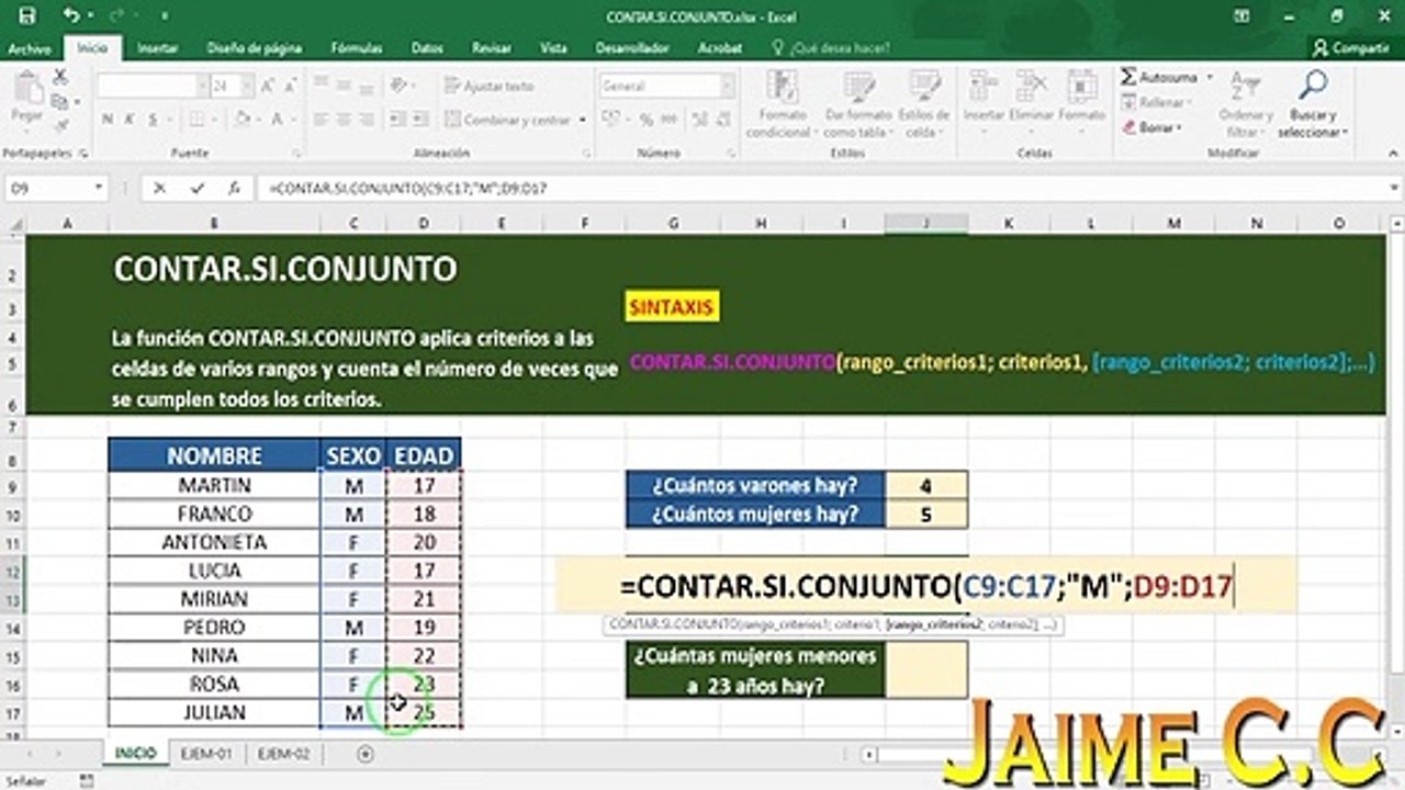 FUNCION CONTAR.SI.CONJUNTO