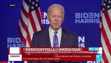 Election américaine : "Il est temps de nous rassembler", lance Joe Biden alors qu'il creuse l'écart avec Donald Trump