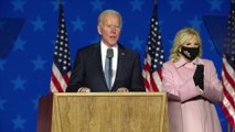 Joe Biden says results of US election may not be clear until late on Wednesday but claims Democrats are 'on course to win'