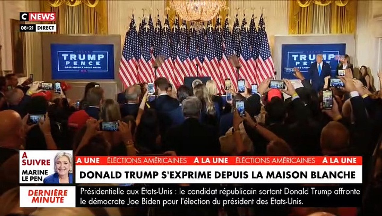 Election US: Regardez l'intégralité du discours de Donald Trump ce matin en direct de la Maison Blanche où il annonce sa victoire "qu'on veut lui voler!"