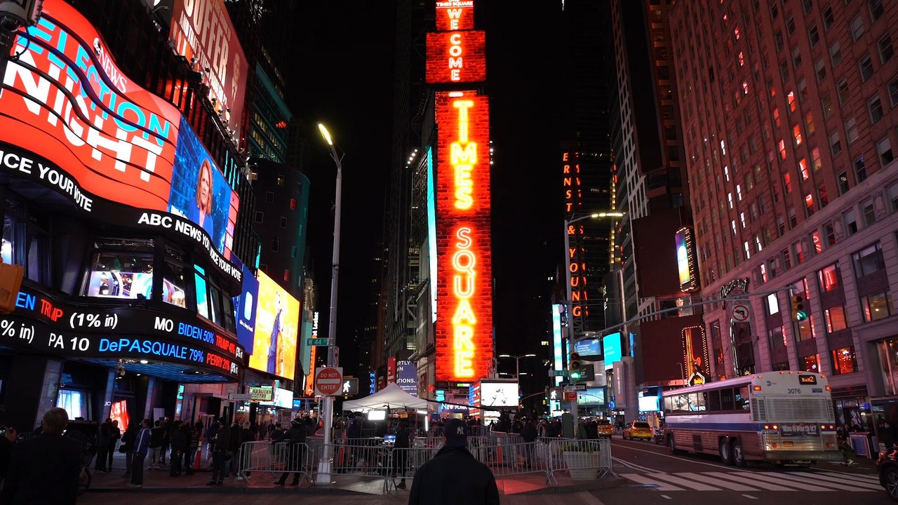 US elections: New Yorkers in Times Square say results too early to call