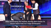 Narayana Murthy Touches Ratan Tatas Feet, Twitterati Lauds The Infosys Co-Founder