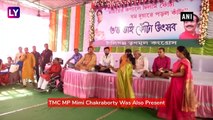 Nusrat Jahan & Mimi Chakraborty Celebrate 'Bhai Phonta' At Kolkata's Old Age Home