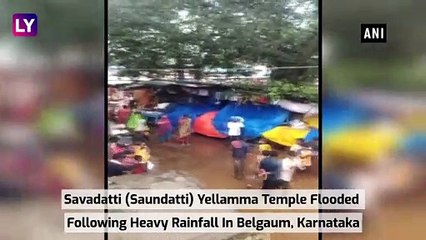 Savadatti Yellamma Temple Flooded Following Heavy Rains In Belgaum, Karnataka