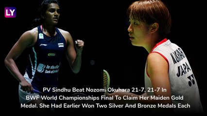 Скачать видео: PV Sindhu Beats Nozomi Okuhara to Win BWF World Championships 2019 Title