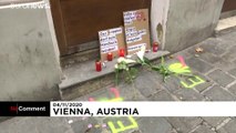 Candles lit and flowers laid at scene of Vienna shooting