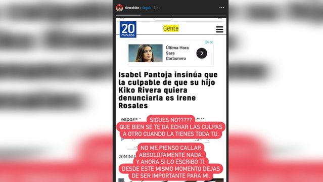 Kiko Rivera sentencia a su madre: Dejas de ser importante para mi