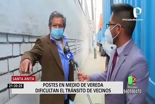 Santa Anita: postes en medio de vereda dificultan el tránsito de los peatones