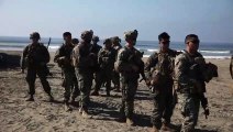US Marines • 1st Combat Engineer Battalion • Disembarks Landing Craft Air Cushion • Calif Nov 2 2020