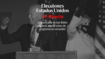 Comunicado de Joe Biden a unos pocos votos de ganar las elecciones en Estados Unidos