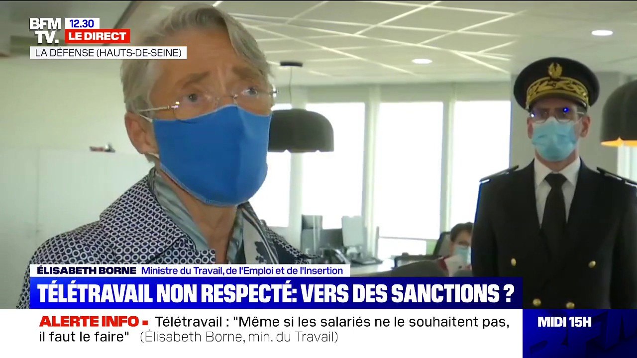 Élisabeth Borne à propos du télétravail: "Si certaines entreprises n'ont pas compris", il pourra y avoir "des sanctions"