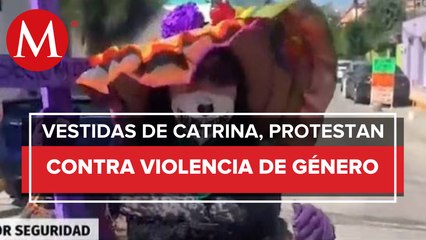 Mujeres vestidas de catrinas protestan y piden mayor seguridad en CdMx