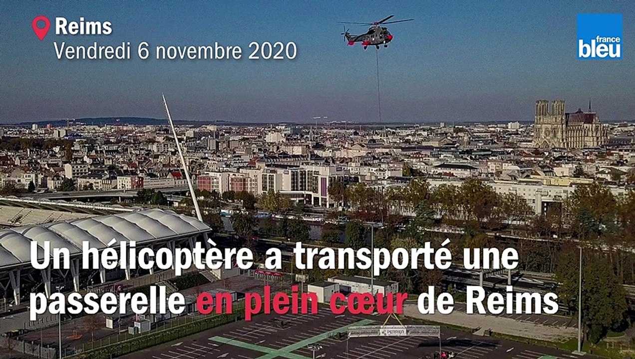 À Reims, un hélicoptère intervient pour déplacer une passerelle