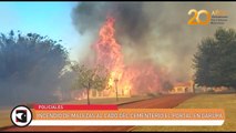 Incendio de malezas al lado del Cementerio El Portal en Garupá