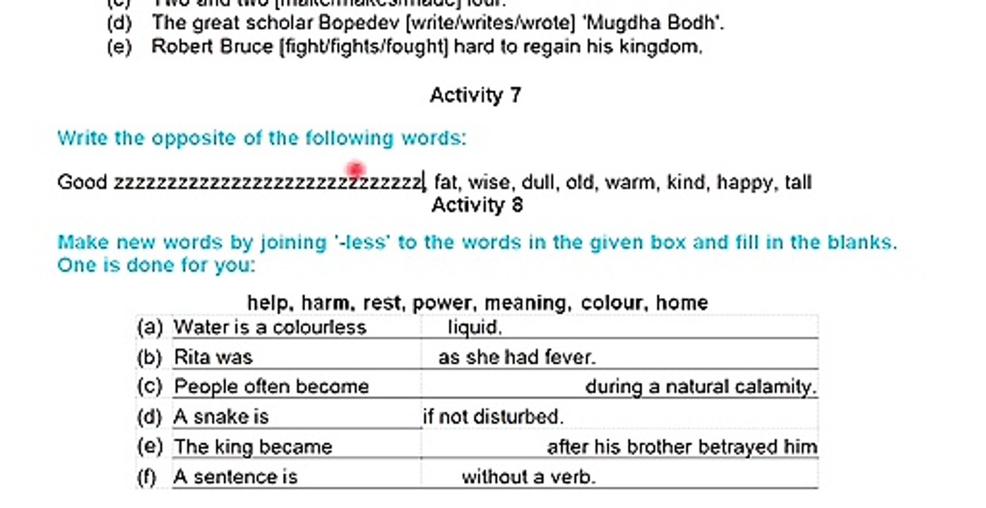 Class Seven English। Revision Lesson Activity - 7
